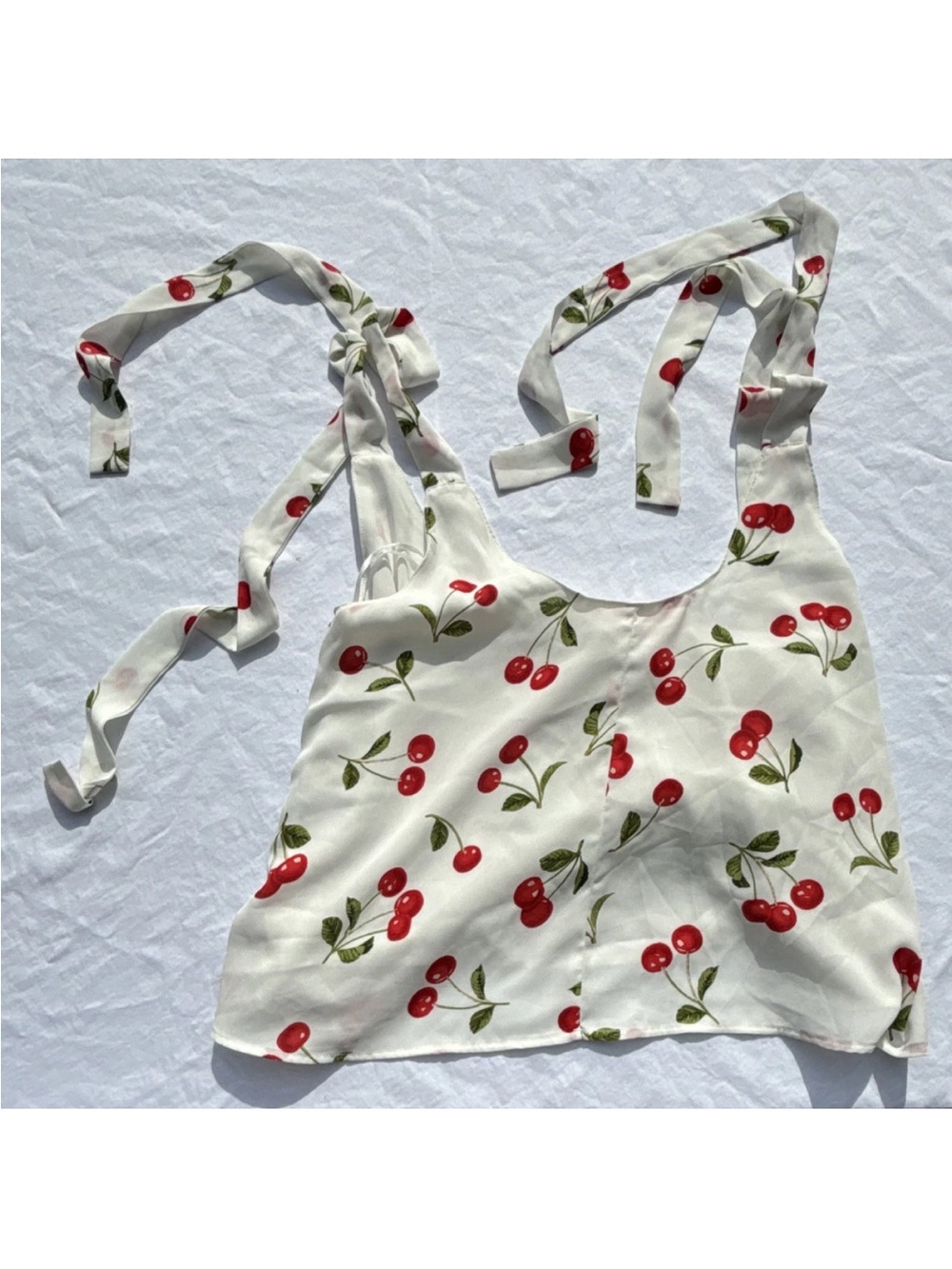 New with tags Buddy Love Cherry Print Tie-Strap Cami - White & Red - Picture 5 of 5